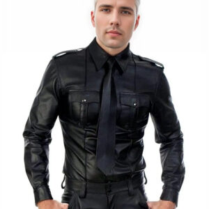 Men Sheep Leather Long Sleeve Party Shirt