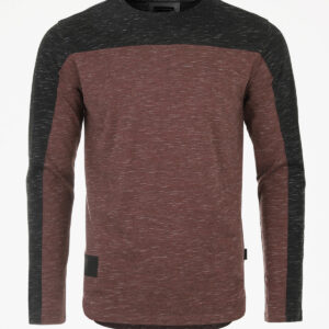 ZIMEGO Men's Fashion Color Block Long Sleeve Curved Hemline Athletic Hiphop Shirt