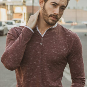 ZIMEGO Men's Long Sleeve Double Layered Y-Neck Fashion Henley - ZGLS247