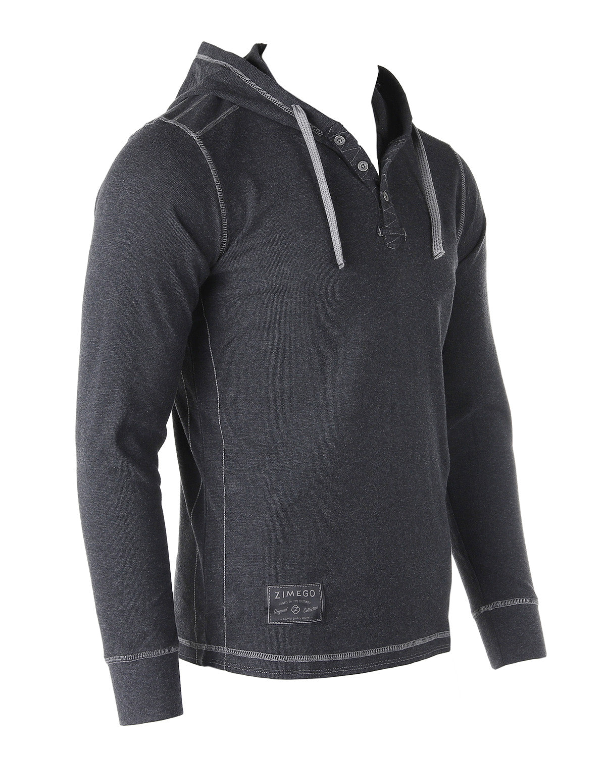 ZIMEGO Mens Vintage Dyed Thermal Long Sleeve Lightweight Fashion Hooded Henley - Image 3