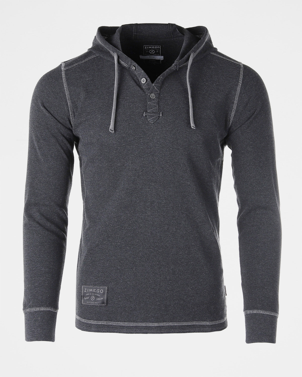 ZIMEGO Mens Vintage Dyed Thermal Long Sleeve Lightweight Fashion Hooded Henley - Image 7
